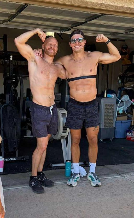 RKP teammates flexing after a garage session